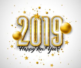 Golden neon with new year background vector material 02