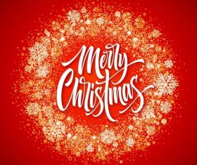 Golden snowflakes frame with christmas design vector