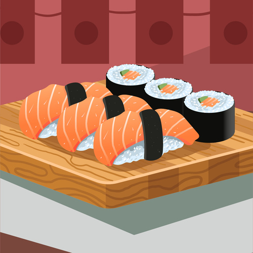 Download Gourmet delicious japanese sushi cuisine vector ...