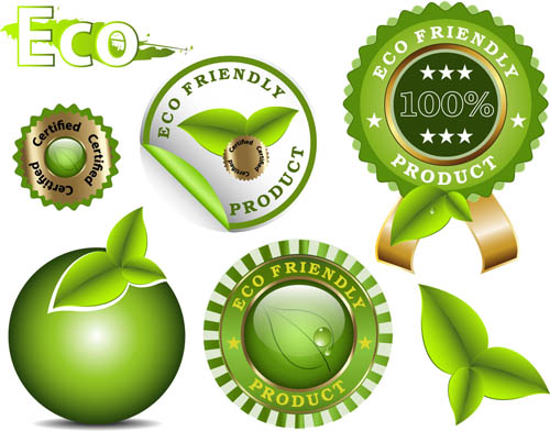 Green Eco Labels design 1 vector