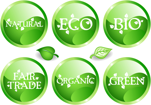 Green Ecology Labels 1 vector