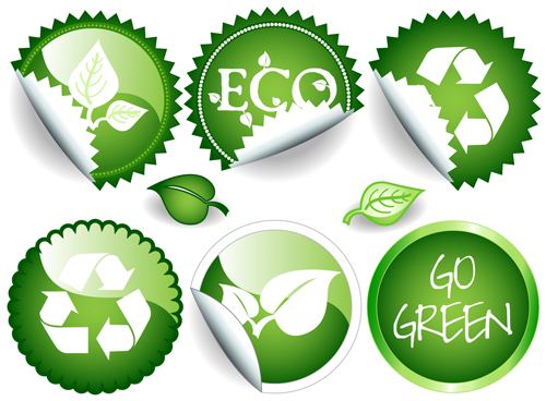 Green Ecology Labels 2 vectors