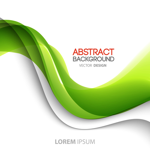 Green abstract wave with paper background vector free download