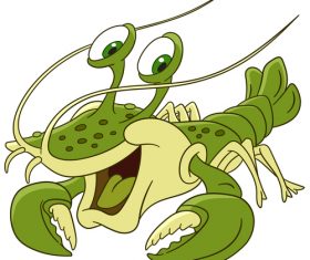 Green cartoon lobster vector