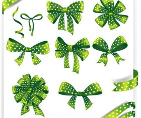 Green ribbons bows vectors set