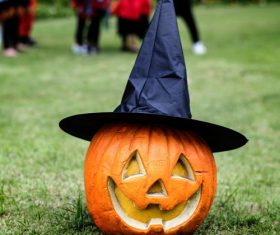 Halloween funny pumpkin lights Stock Photo 01