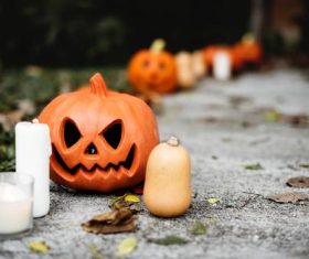 Halloween funny pumpkin lights Stock Photo 02