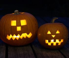 Halloween funny pumpkin lights Stock Photo 09