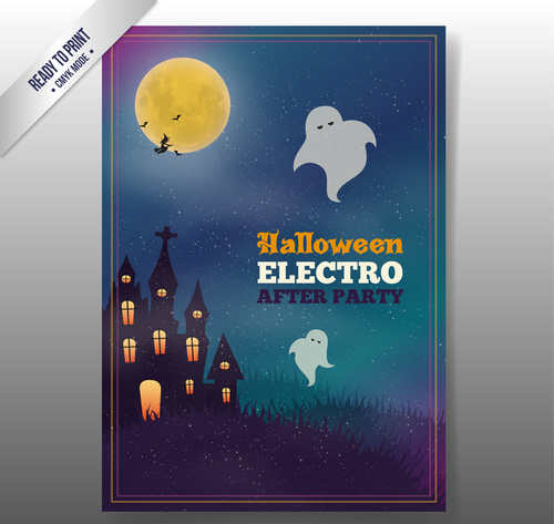 Halloween spooky party flyer vector