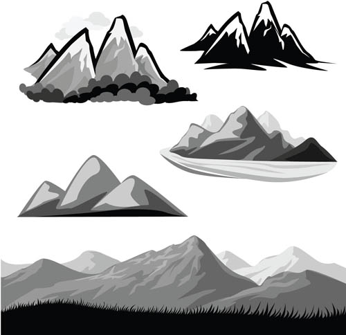 Hand drawn Mountain Landscapes 1 vector design