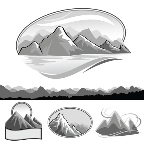 Hand drawn Mountain Landscapes 2 vector graphics