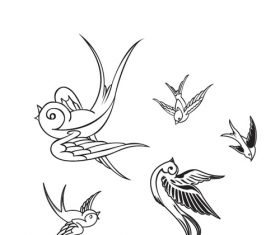 Hand drawn bird design vector material