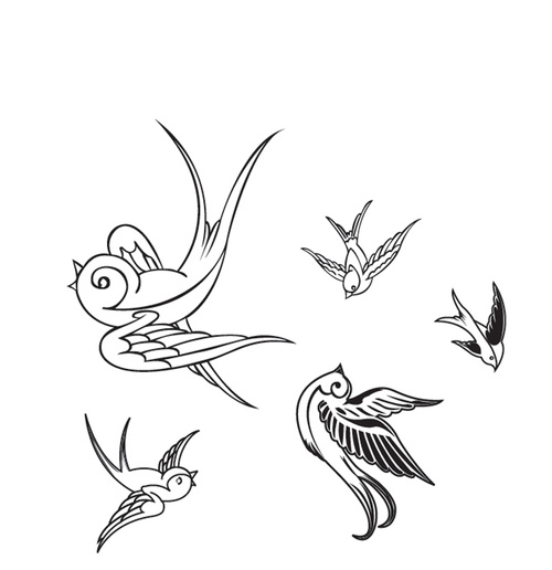 Hand drawn bird design vector material
