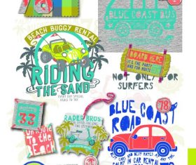 Hand drawn car beach material vector