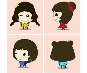 Hand drawn cartoon character elements vector