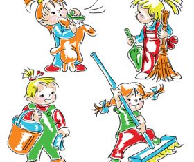 Hand drawn children vector material