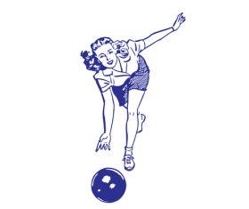 Hand drawn woman playing bowling vector