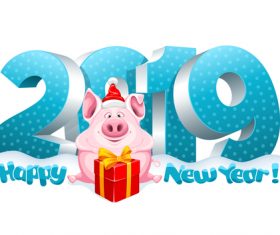 Happy 2019 pig year design vector 01