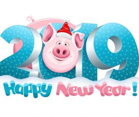 Happy 2019 pig year design vector 02
