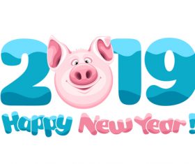 Happy 2019 pig year design vector 04