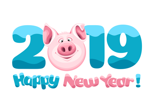 Happy 2019 pig year design vector 04
