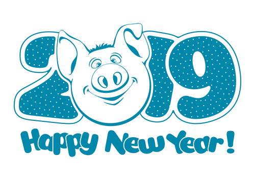 Happy 2019 pig year design vector 05