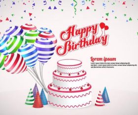 Happy birthday cake with card template vector