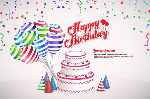 Happy birthday cake with card template vector