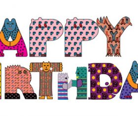 Happy birthday cartoon animal font vector