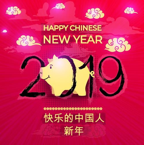 Happy chinese new year 2019 design vector material