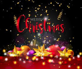 Happy christmas festvial background with golden confetti vector