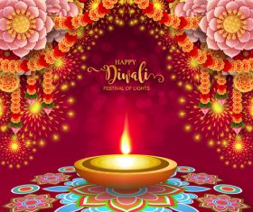 Happy diwali festvial of lights vector material 01
