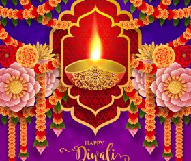 Happy diwali festvial of lights vector material 05