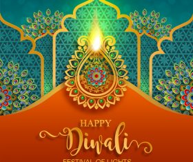 Happy diwali festvial of lights vector material 06