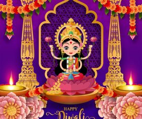 Happy diwali festvial of lights vector material 07