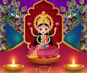 Happy diwali festvial of lights vector material 08