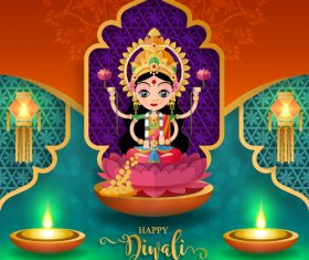 Happy diwali festvial of lights vector material 09