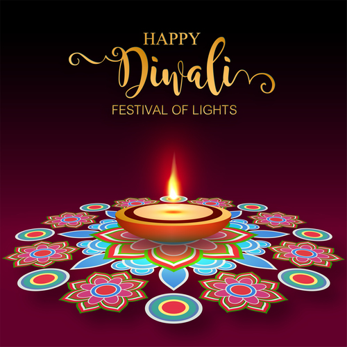 Happy diwali festvial of lights vector material 10