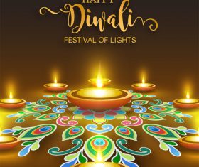 Happy diwali festvial of lights vector material 11