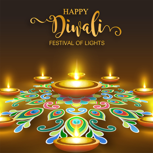 Happy diwali festvial of lights vector material 11