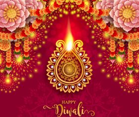 Happy diwali festvial of lights vector material 14
