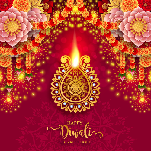 Happy diwali festvial of lights vector material 14