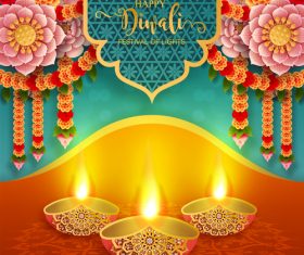 Happy diwali festvial of lights vector material 15