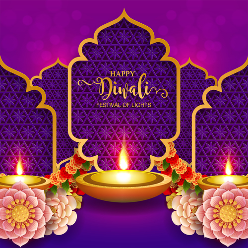 Happy diwali festvial of lights vector material 16