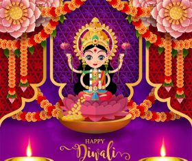 Happy diwali festvial of lights vector material 18