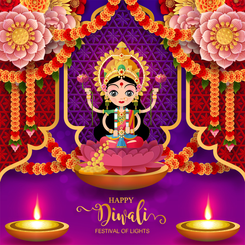 Happy diwali festvial of lights vector material 18