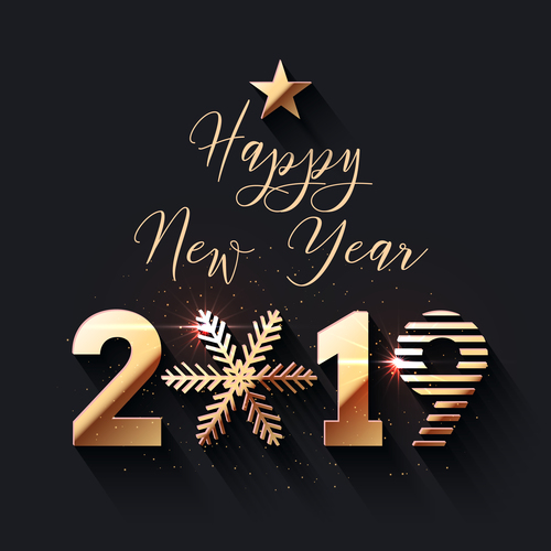 Happy new year 2019 dark background vector