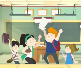 Happy school student vector illustration