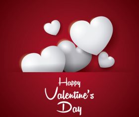 Happy valentines background with white heart vector