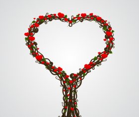 Heart flower tree vector design 01